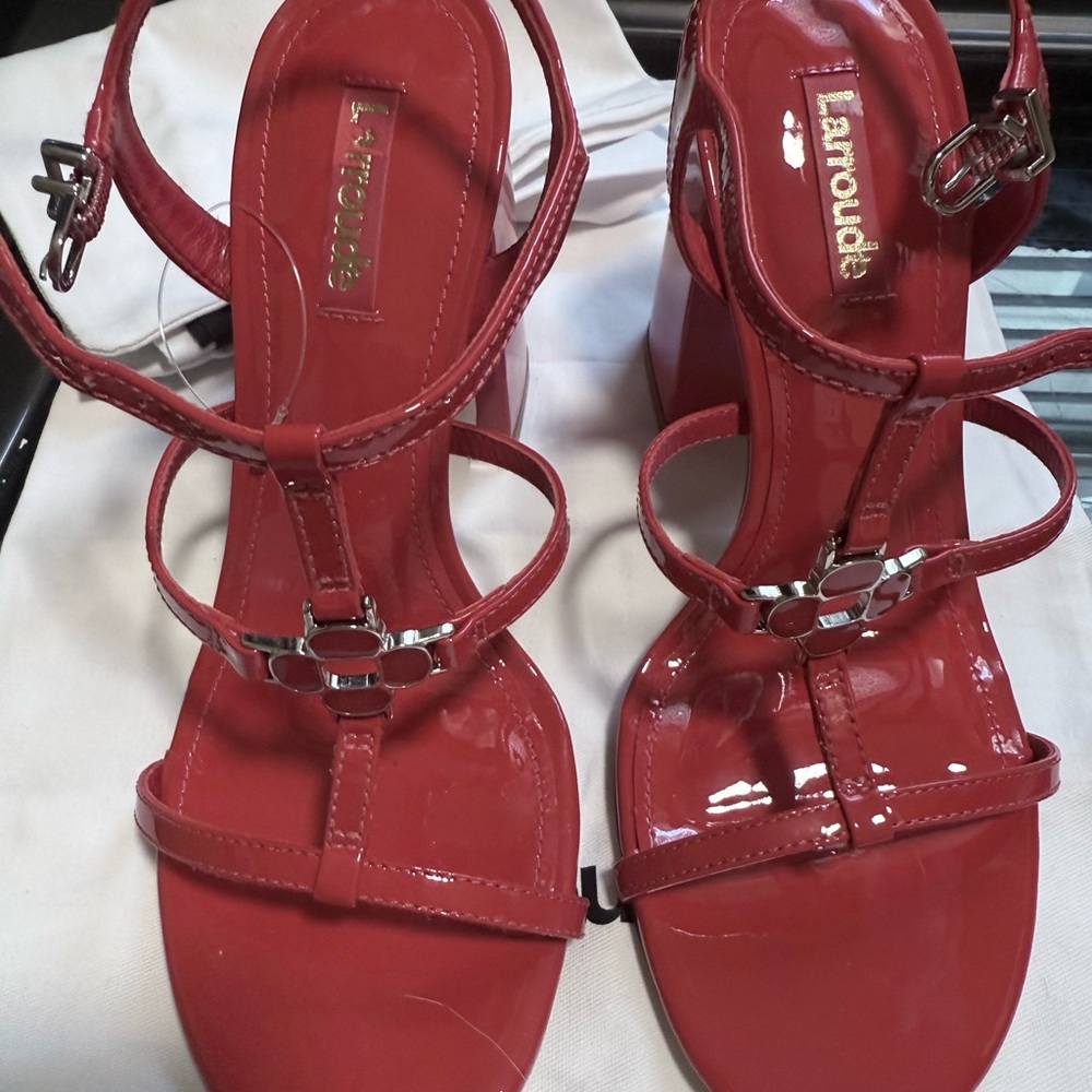 Larroude Red Strappy Heels for Elegant Occasions
